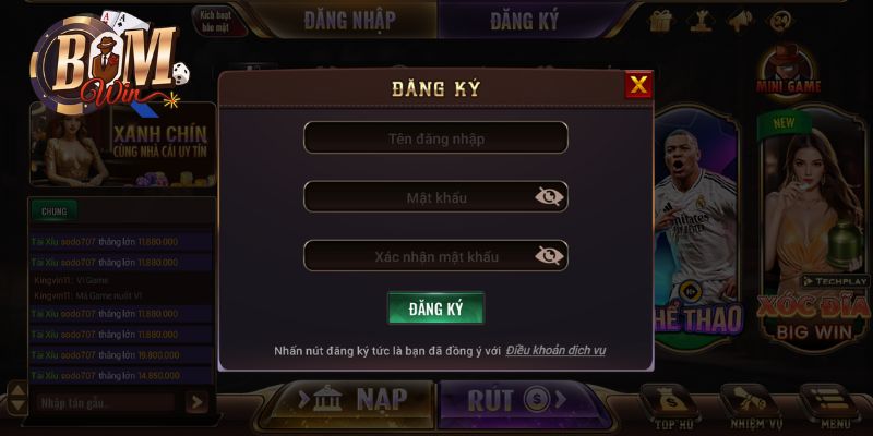 Đăng ký tài khoản nhanh chóng chơi game dễ dàng